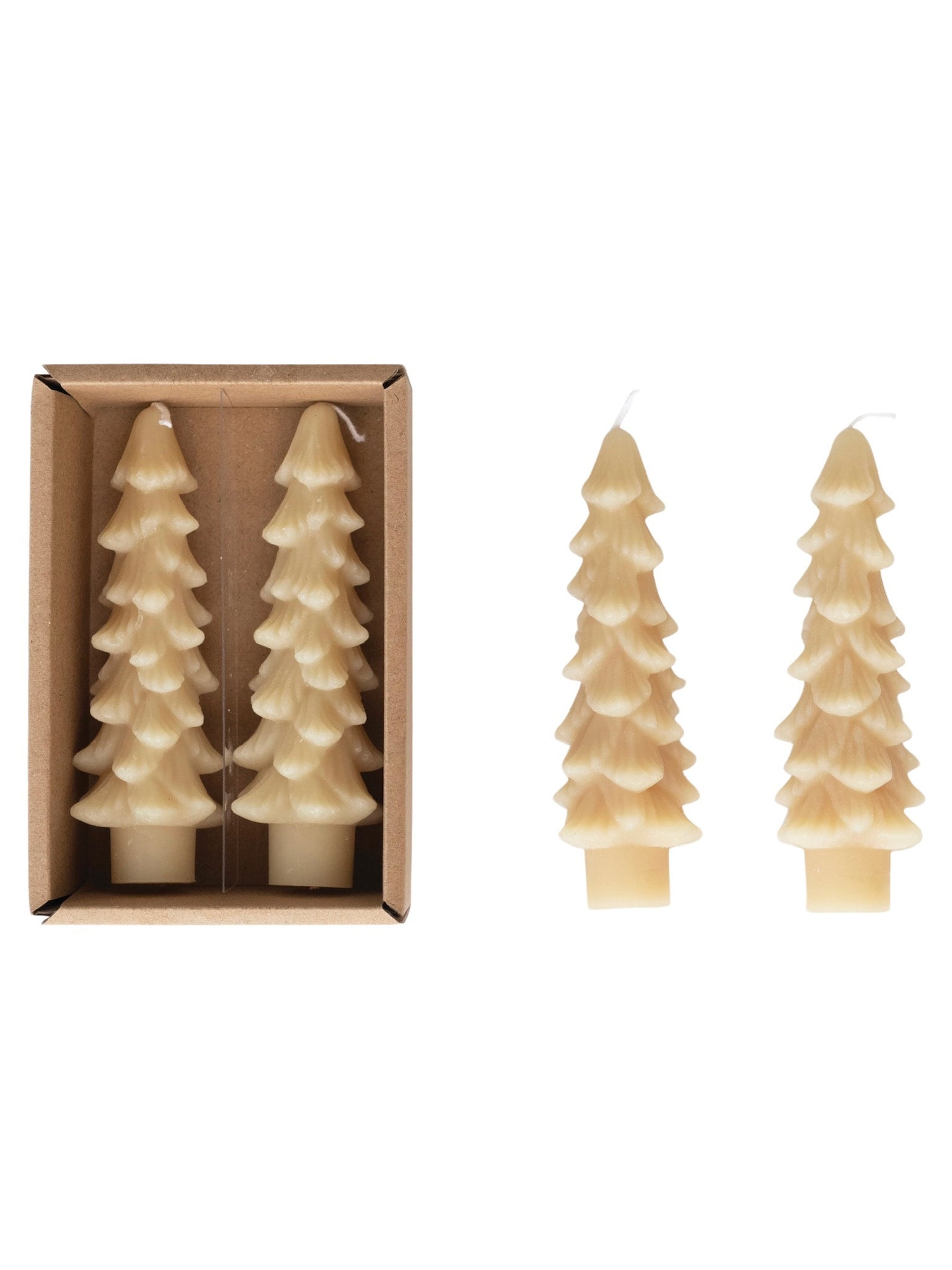 Creative Co-Op Unscented Tree Taper Candles - Set Of 2, Textured Khaki, 4.75" Tall, 3 Hour Burn - View #4