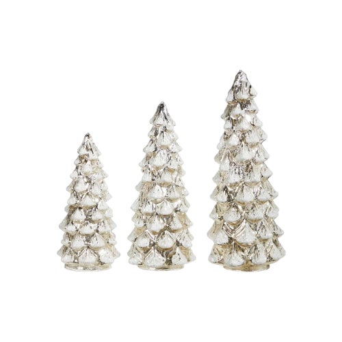 Snowy Silver Mercury Glass Lighted Trees | Three Sizes | W | R Home Company